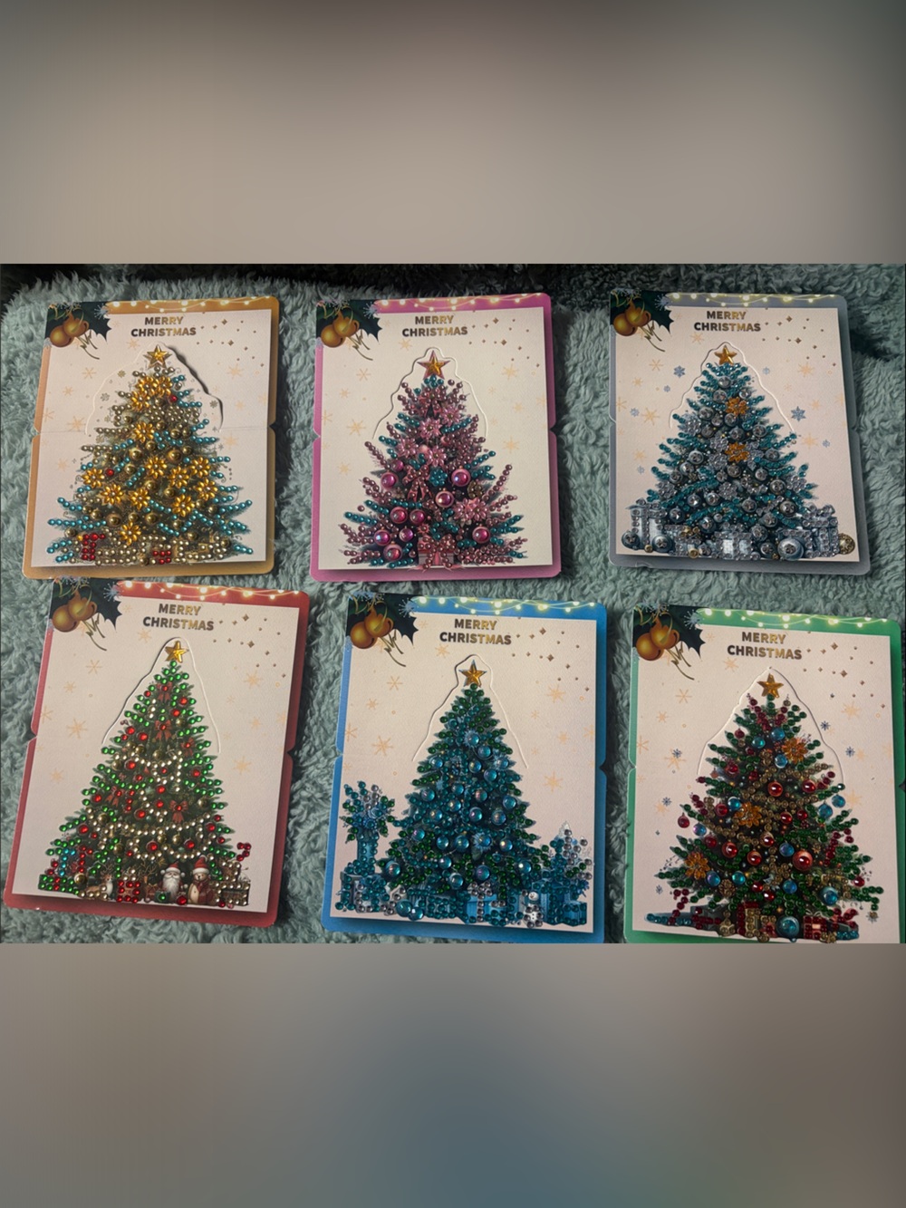 Holiday 3D Diamond Art Christmas Tree Cards – Assorted Colors